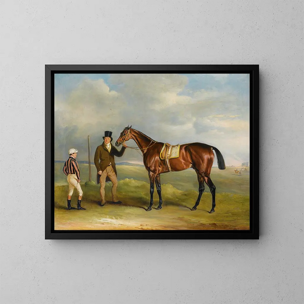 Le kor af marquis de Cleveland, vinder af St Leger i 1831, holdt af hans træner John Smith med jockeyen John Bartham, dag i Doncaster - John Ferneley — indrammet kunstværk på væggen