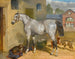 Et af Scots Greys i en gård med en hund og geder - John Frederick Herring den Ældre — visning af kunstværket