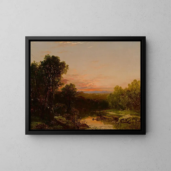 Coucher de soleil sur les Catskills - John Frederick Kensett — indrammet kunstværk på væggen
