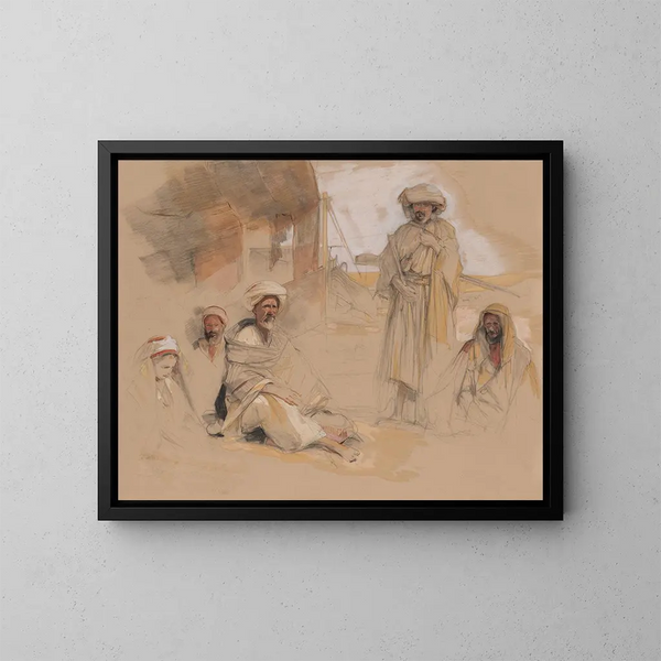 En beduincamp i Gebel Tor i Sinai-ørkenen - John Frederick Lewis — indrammet kunstværk på væggen