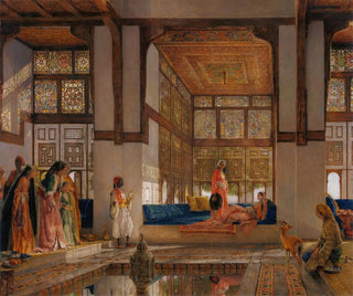 En dame modtager besøgende - John Frederick Lewis — visning af kunstværket