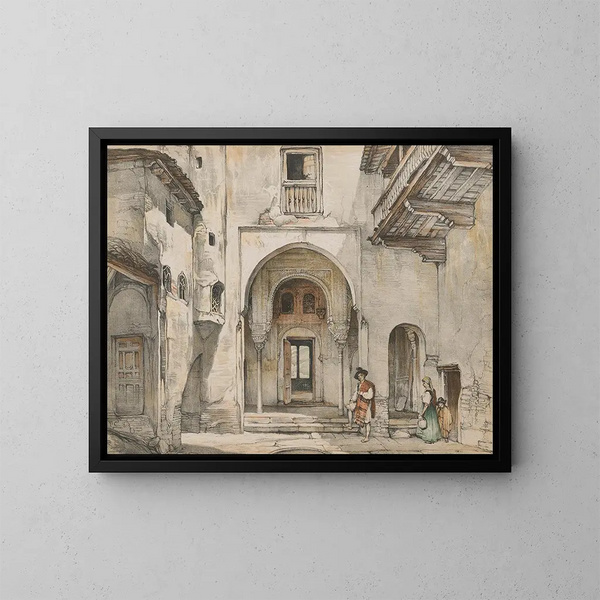 Croquis og tegninger af Alhambra i London - John Frederick Lewis — indrammet kunstværk på væggen