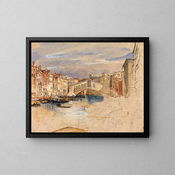 Venedig, den Store Kanal og Rialto - John Frederick Lewis — indrammet kunstværk på væggen