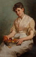 pige, der skræller æbler - John George Brown — visning af kunstværket