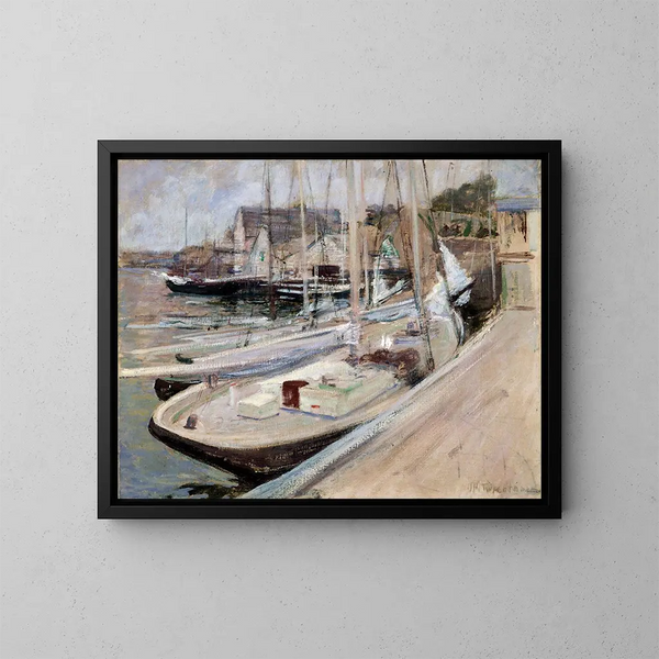 Bateaux de pêche à Gloucester - John Henry Twachtman — indrammet kunstværk på væggen