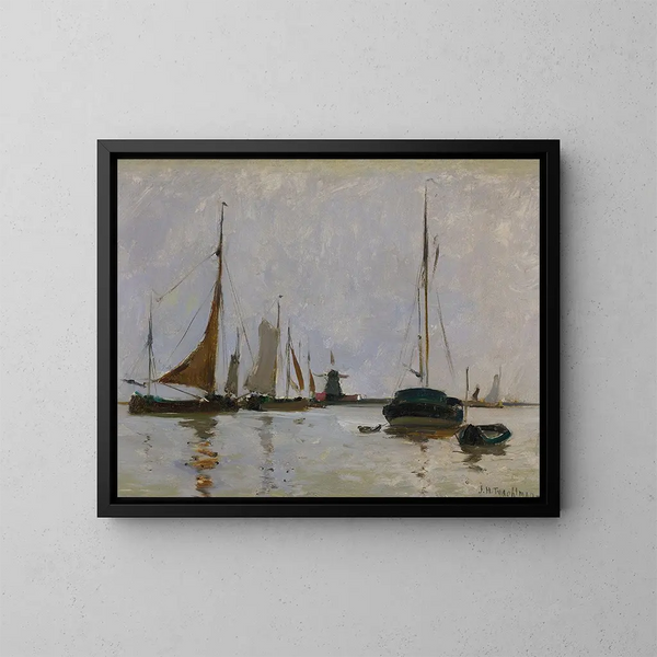 Roligt hav i Holland - John Henry Twachtman — indrammet kunstværk på væggen