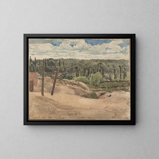 Vue des jardins de Kensington, Londres - John Linnell — indrammet kunstværk på væggen