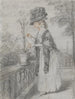 Dame på en terrasse, der passer en nellike - John Raphael Smith — visning af kunstværket
