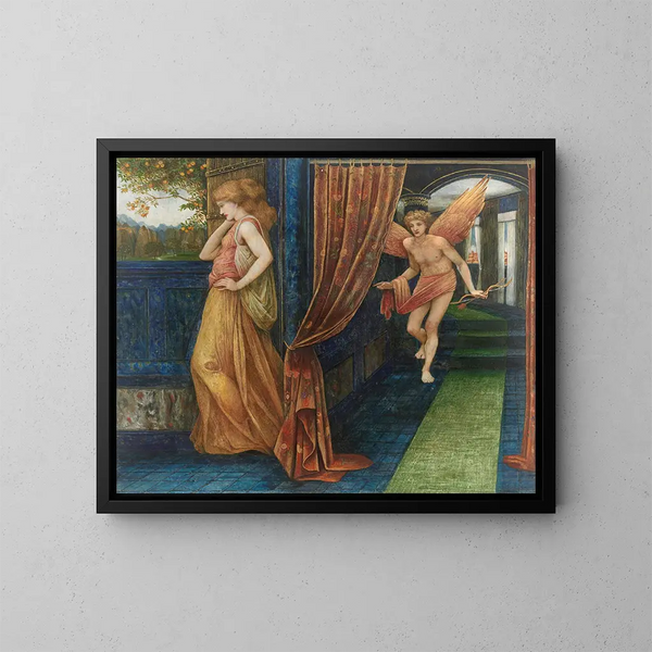 Cupidon og Psyche - John Roddam Spencer Stanhope — indrammet kunstværk på væggen