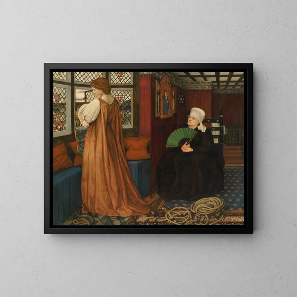 Juliette og hendes amme - John Roddam Spencer Stanhope — indrammet kunstværk på væggen
