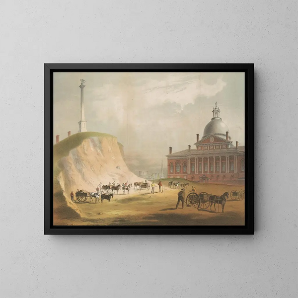 Gammelt Boston Beacon Hill fra den nuværende reservoirside mellem Hancock-gaderne - John Rubens Smith — indrammet kunstværk på væggen