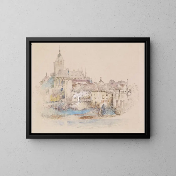 Lauffenburg sur le Rhin - John Ruskin — indrammet kunstværk på væggen