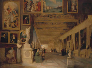 John Scarlett Davis - The Long Gallery of the Uffizi Florence.webp