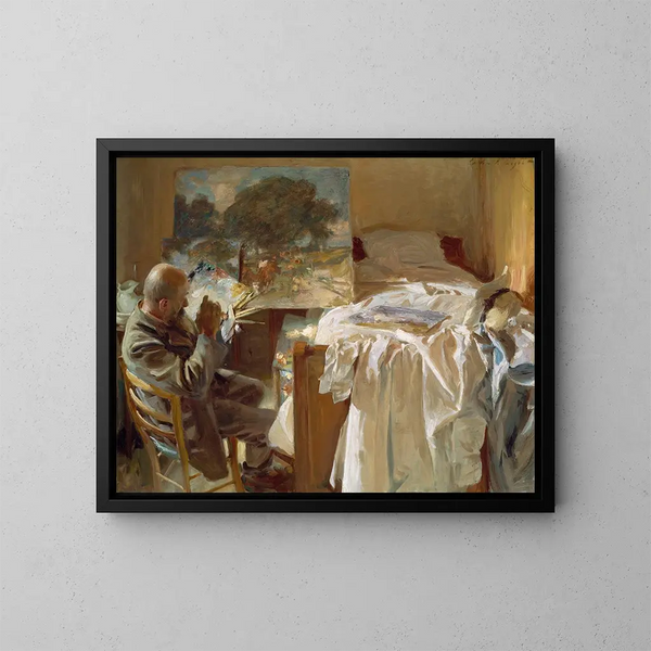 En kunstner i sit atelier - John Singer Sargent — indrammet kunstværk på væggen