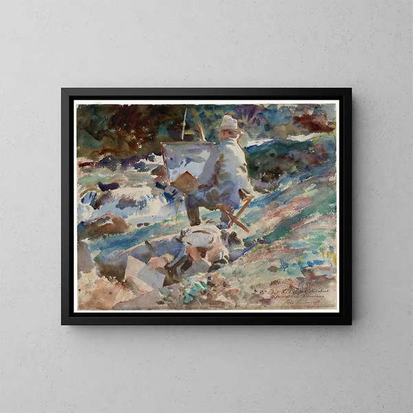 En kunstner ved sit staffeli - John Singer Sargent — indrammet kunstværk på væggen