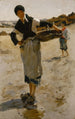 Kvinde fra Bretagne med en kurv Skitse til Ramasseuses d'huîtres de Cancale - John Singer Sargent — visning af kunstværket