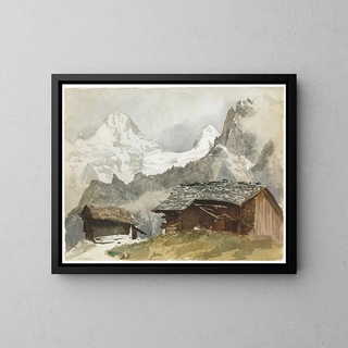 Chalets Breithorn i Mürren - John Singer Sargent — indrammet kunstværk på væggen