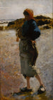 Jomfru på stranden Skitse til Ramasseuses d'huîtres de Cancale - John Singer Sargent — visning af kunstværket