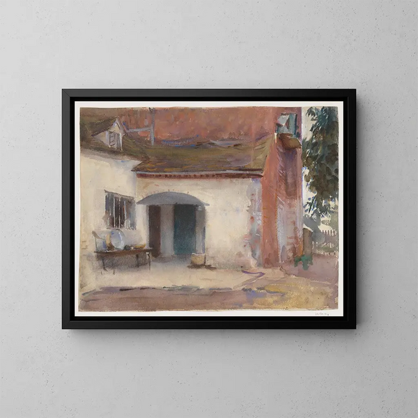 Maison et cour - John Singer Sargent — indrammet kunstværk på væggen