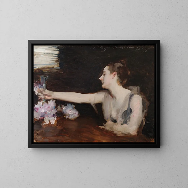Madame Gautreau med et skål - John Singer Sargent — indrammet kunstværk på væggen