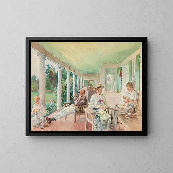 På verandaen - John Singer Sargent — indrammet kunstværk på væggen