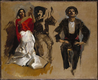 Studie for siddende figurer til El Jale - John Singer Sargent — visning af kunstværket