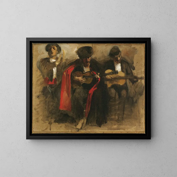 Studie for siddende musikere til El Jaleo - John Singer Sargent — indrammet kunstværk på væggen