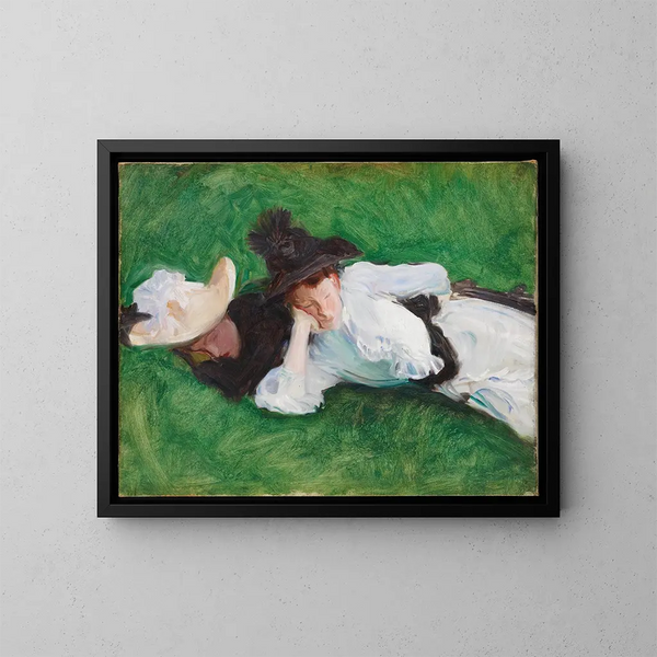 To piger på en græsplæne - John Singer Sargent — indrammet kunstværk på væggen