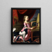 en ung kvinde med en fugl og en hund - John Singleton Copley — indrammet kunstværk på væggen
