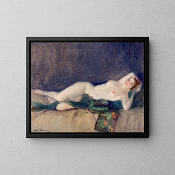 Nu med grøn tørklæde - John Sloan — indrammet kunstværk på væggen