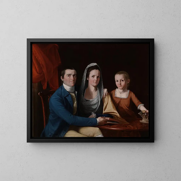 Jonathan Trumbull Jr. med fru Trumbull Eunice Backus og Faith Trumbull - John Trumbull — indrammet kunstværk på væggen