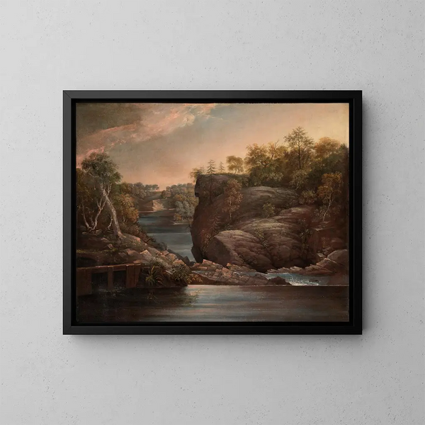 Chutes de Norwich eller Les chutes du Yantic à Norwich - John Trumbull — indrammet kunstværk på væggen