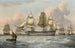 HMS Britannia og andre skibe nær en klippefremspring - John Ward de Hull — visning af kunstværket