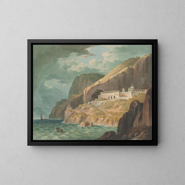 En kloster i Amalfi nær Salerno, Italien - John Warwick Smith — indrammet kunstværk på væggen