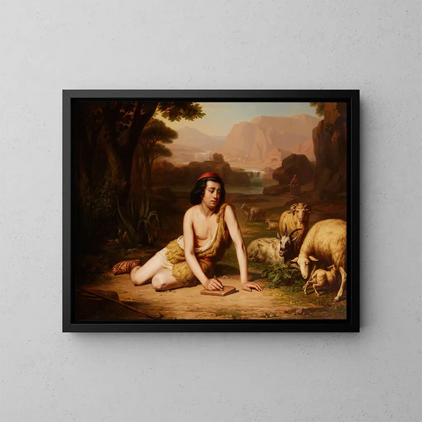 Giotto tegner efter naturen - John William Godward — indrammet kunstværk på væggen