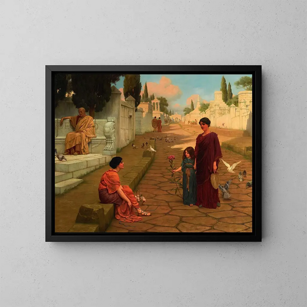 Uden for Pompéi-døren - John William Godward — indrammet kunstværk på væggen