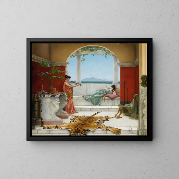 La douce sieste d'un jour d'été - John William Godward — indrammet kunstværk på væggen