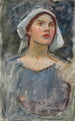 Studie af hoved for Den fortryllede have - John William Waterhouse — visning af kunstværket
