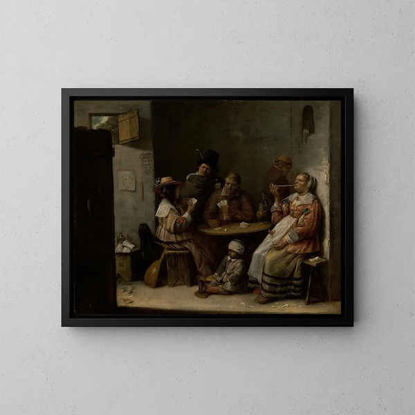 Les Joueurs de cartes - Joos van Craesbeeck — indrammet kunstværk på væggen