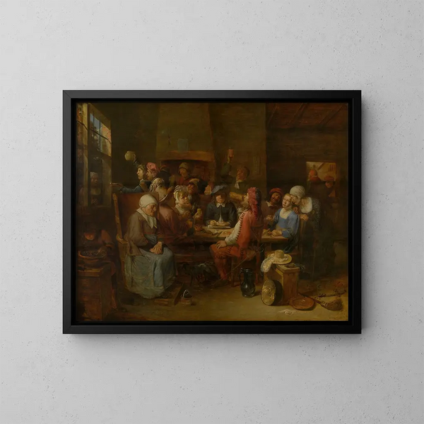 Taverne-scene - Joos van Craesbeeck — indrammet kunstværk på væggen