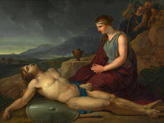 Josef Abel - Antigone neben dem Leichnam ihres Bruders Polyneikes kniend.webp