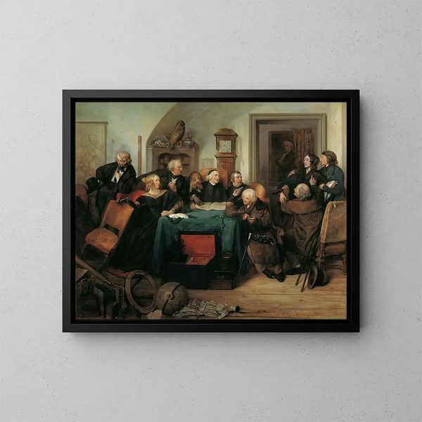 L'ouverture du testament - Josef Danhauser — indrammet kunstværk på væggen