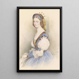 Josef Kriehuber - Bildnis einer jungen Dame in blauem Kleid.webp