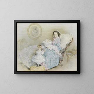 Josef Kriehuber - Kaiserin Elisabeth mit ihren Kindern.webp