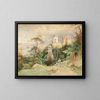 Josef Schwemminger - View of the church and presbytery of Christkindl near Steyr in Upper Austria.webp