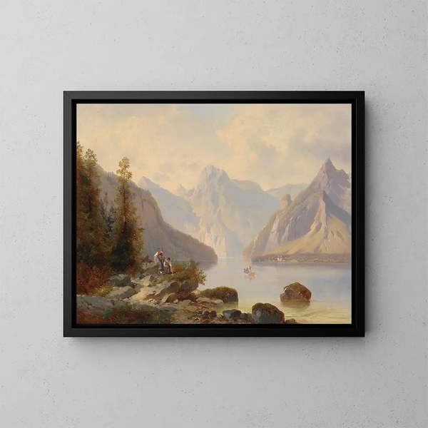 Vue sur le lac Königsee - Josef Thoma — indrammet kunstværk på væggen