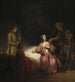 Josephs anklagede af Potiphars kone - Efterfølger af Rembrandt van Rijn — visning af kunstværket