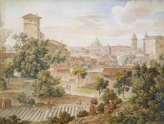 Joseph Anton Koch - Blick vom Kloster S Isidoro auf St Peter in Rom.webp