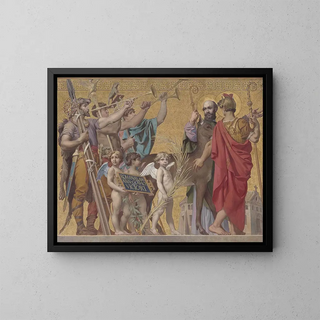 La Foi entraînant Clovis suivi de la reine et de ses enfants puis de divers saints et guerriers 2 - Joseph Blanc — indrammet kunstværk på væggen