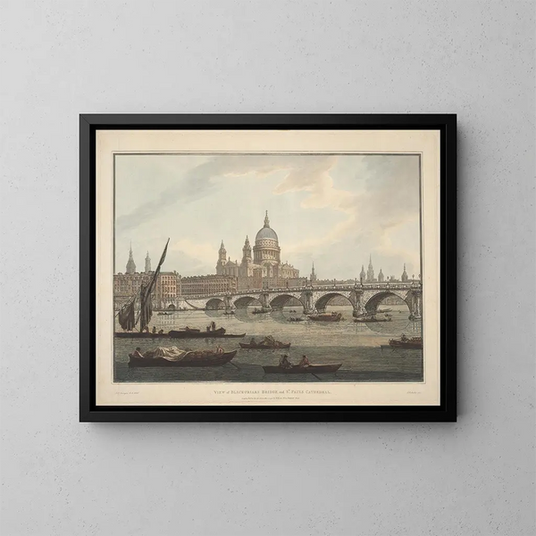 Vue du pont de Blackfriars et de la cathédrale Saint-Paul - Joseph Farington — indrammet kunstværk på væggen
